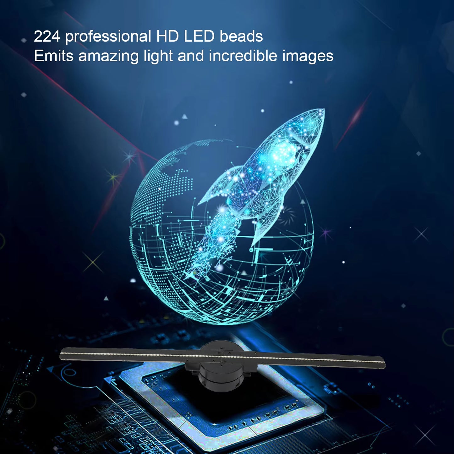 3D Hologram Fan 16.5In 2000X224 Wifi 3D Projector with 224 LED Light Beads for Business Store Advertising